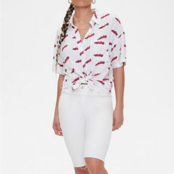 Forever 21 Barbie Pink Convertible White Oversized Shirt - Picture 4 of 9